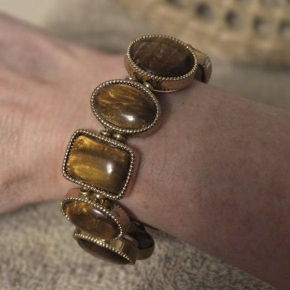 Elegant Gold & Brown Flip/Two Sided Change Bracelet See Photos Beautiful 💖 - Picture 1 of 7